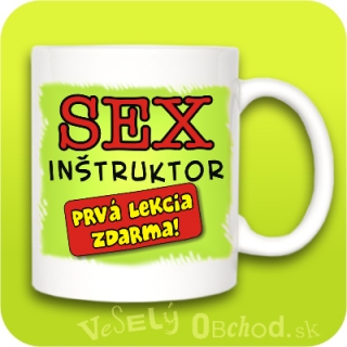 Humorný hrnček Sex inštruktor prvá lekcia zdarma